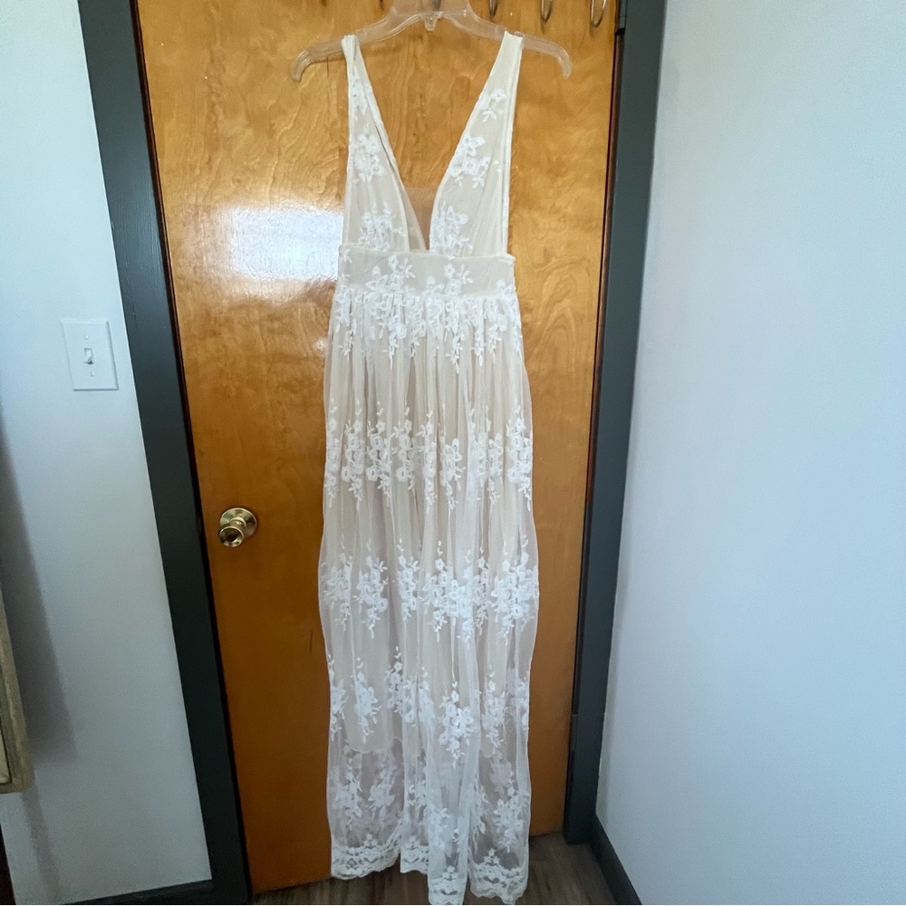 Boho white lace dress